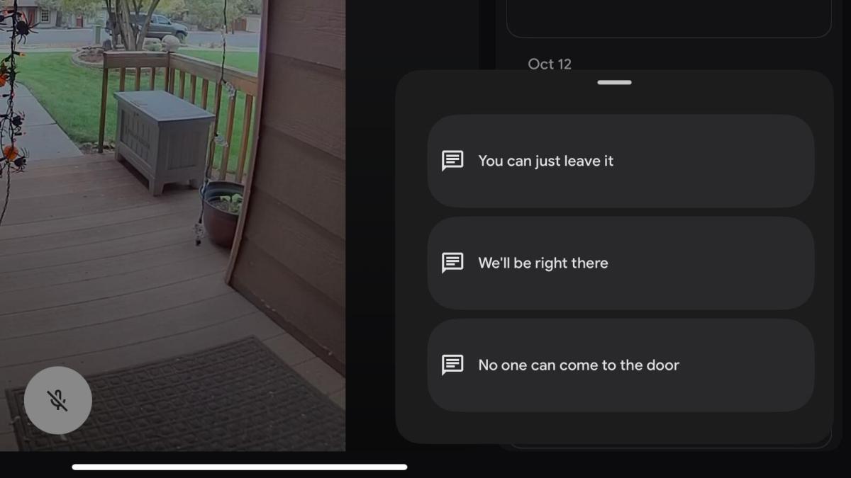 Google Home app showing doorbell responses.