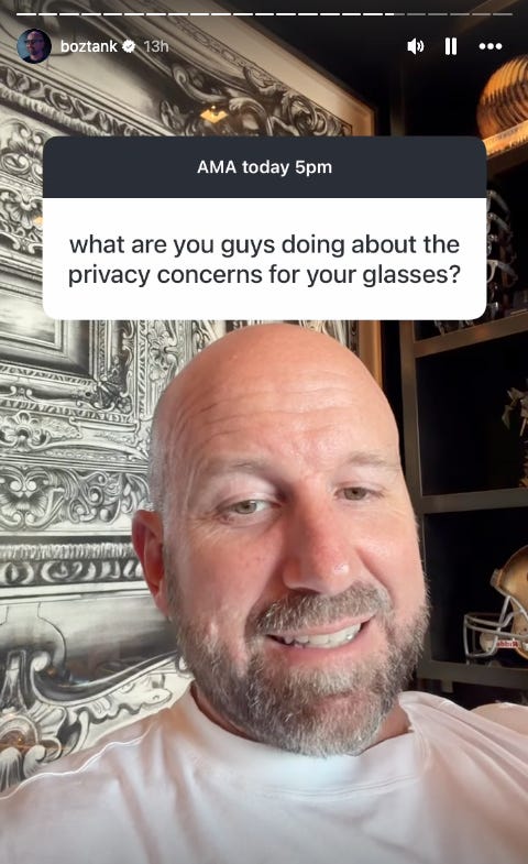 andrew bosworth doing an ama. looking into camera screenshot from instagram