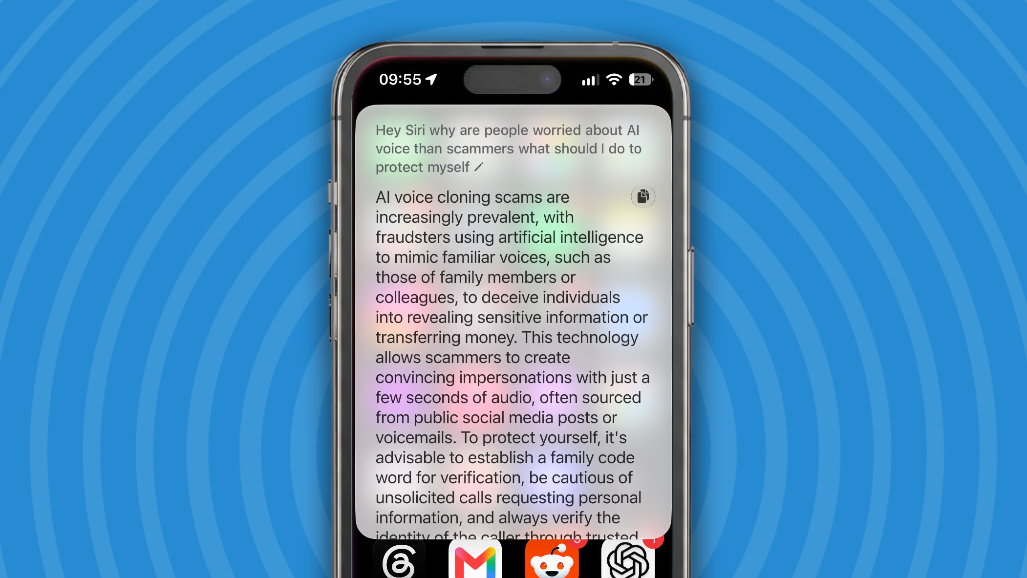 Siri AI on an iPhone