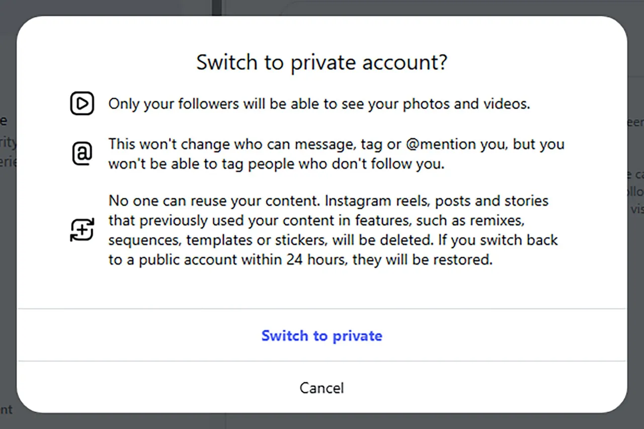 A screenshot of privacy settings