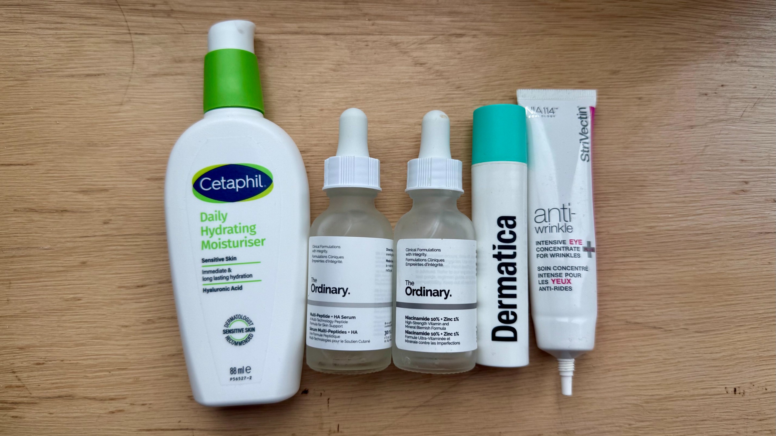 A photo of a skincare routine, before asking chatgpt for advice