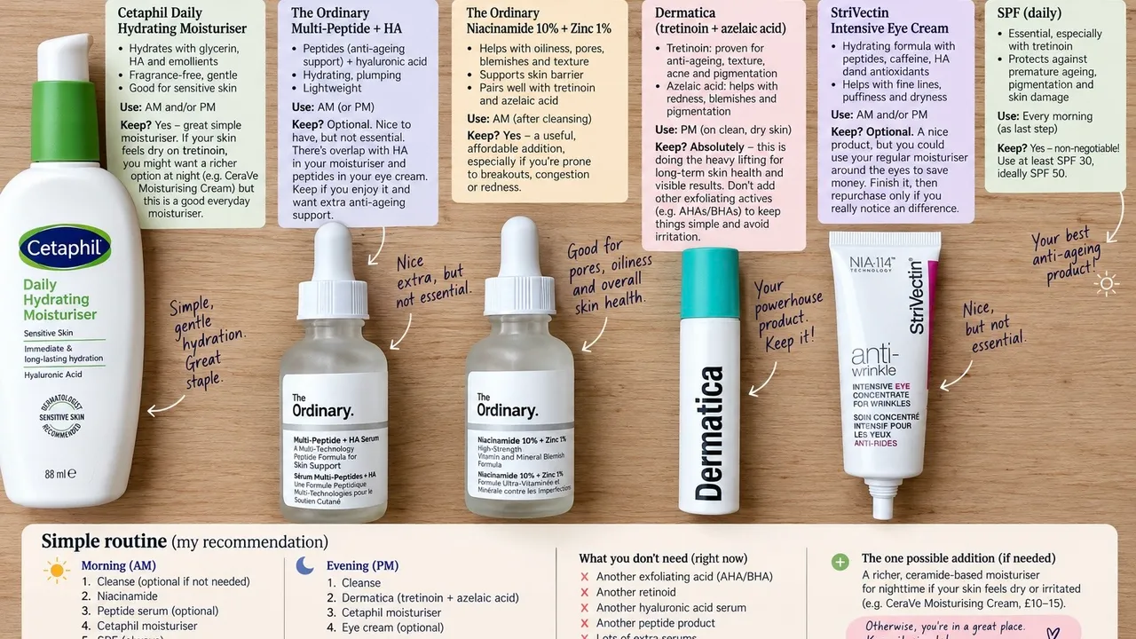 An image generated by ChatGPT of skincare labelled with more information