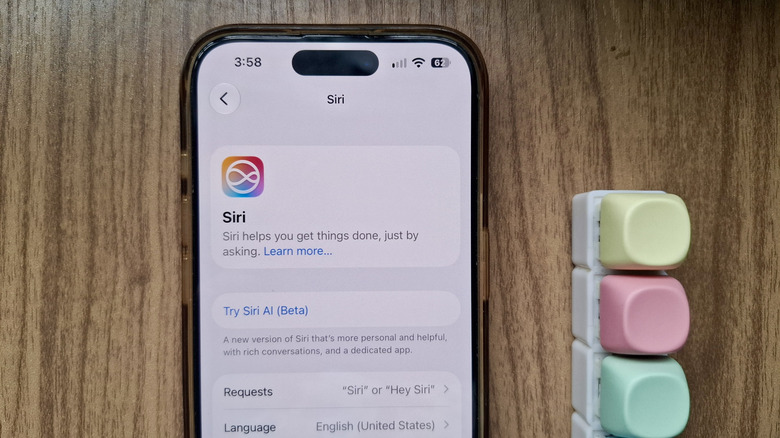iPhone showing Try Siri AI (Beta) in Settings