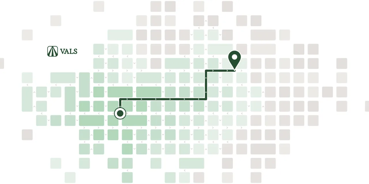 Illustration of paths through a directed graph