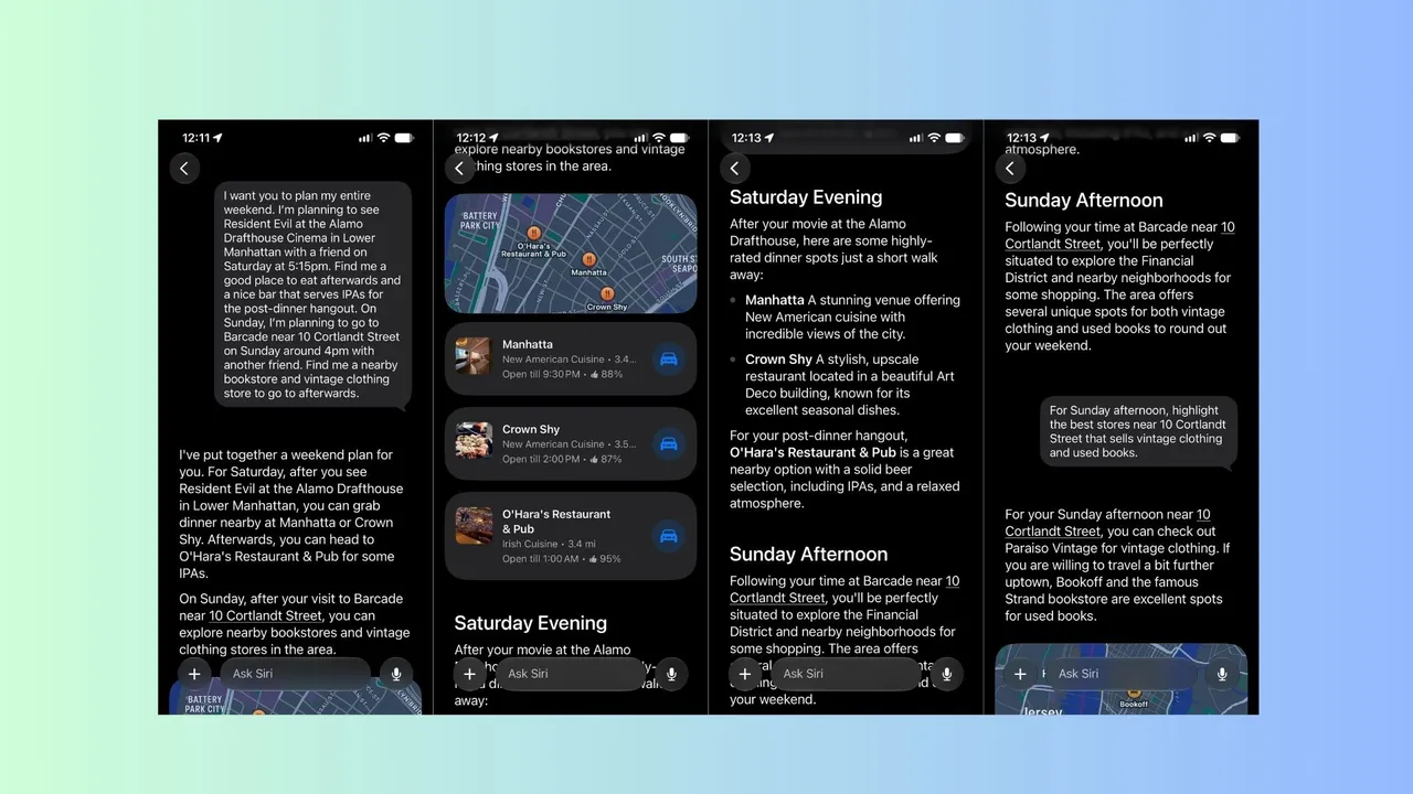 رابط کاربری چت Siri AI
