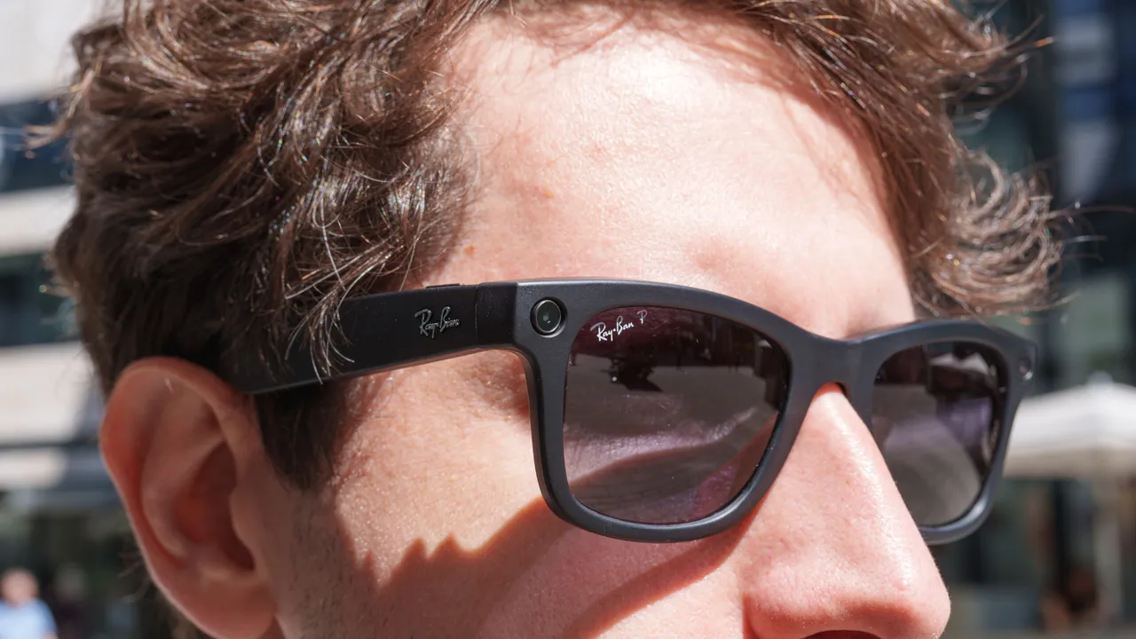 Meta Ray Ban glasses being worn.