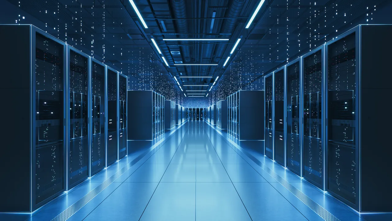 یک دیتاسنتر غولپیکر زیر نور آبیرنگ