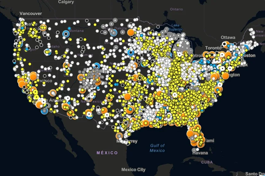 نقشه‌ای از وبسایت Atlas of Surveillance