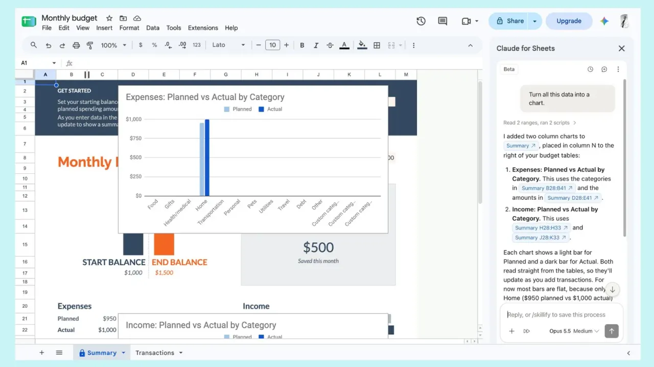 claude google sheets