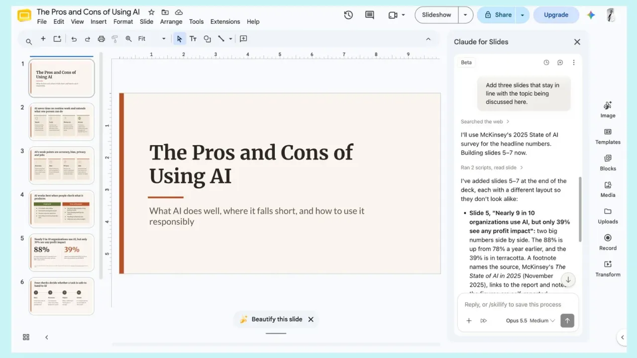 claude google slides