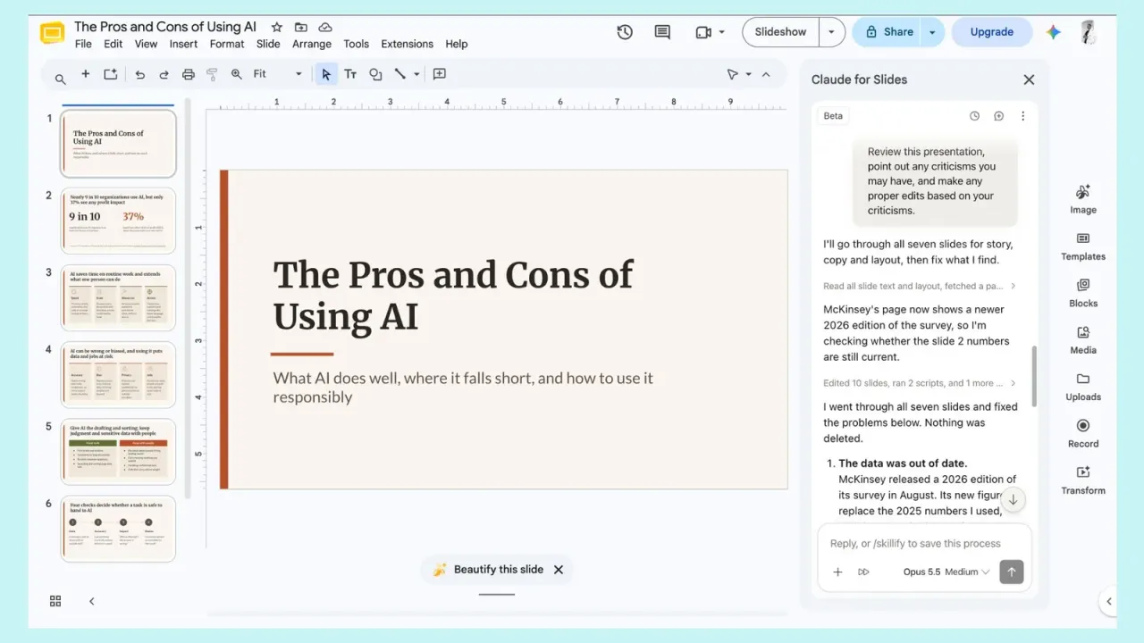 claude google slides