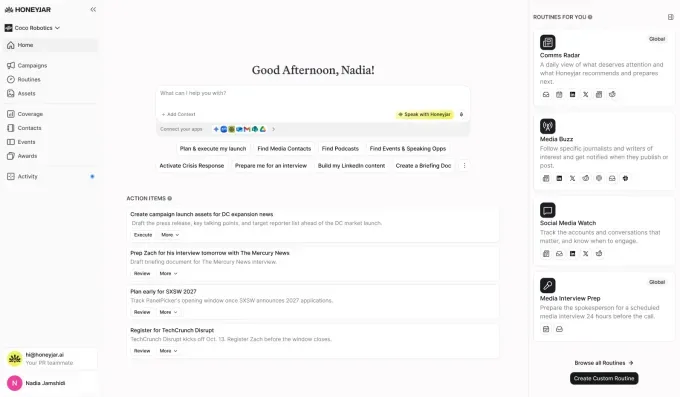 نمایی از صفحه اصلی پلتفرم Honeyjar