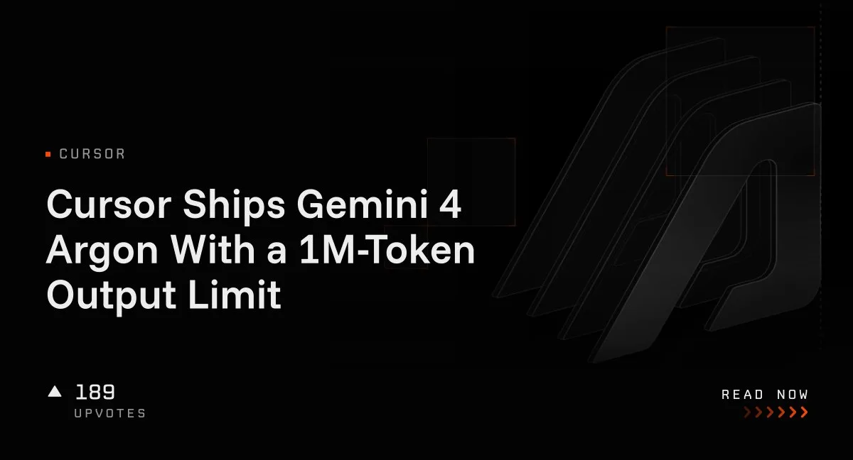 تجهیز ادیتور Cursor به Gemini 4 Argon؛ غول کدنویسی جدید گوگل با سقف خروجی ۱ میلیون توکن!