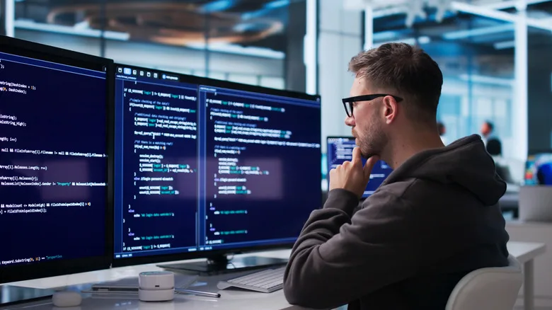 یک توسعه‌دهنده نرم‌افزار در حال استفاده از vibe coding برای ساخت برنامه