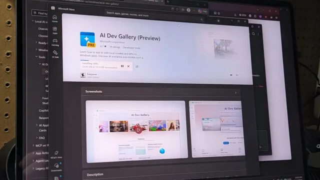 نمایش اپلیکیشن پیشنمایش ویندوز ۱۱ AI Dev Gallery در مایکروسافت استور