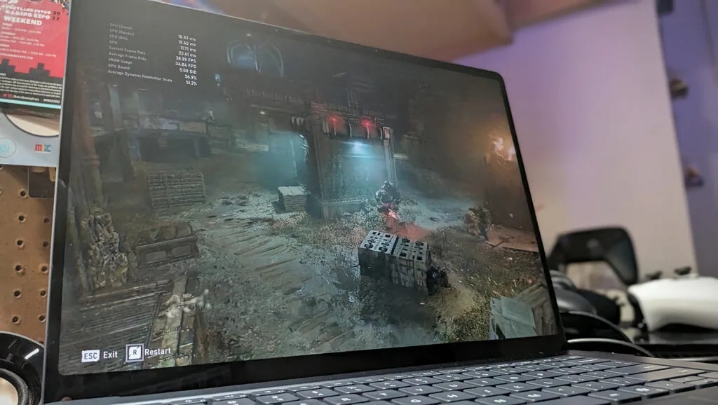 ابزار بنچمارک داخلی در حال اجرا در بازی Gears of War: E-Day