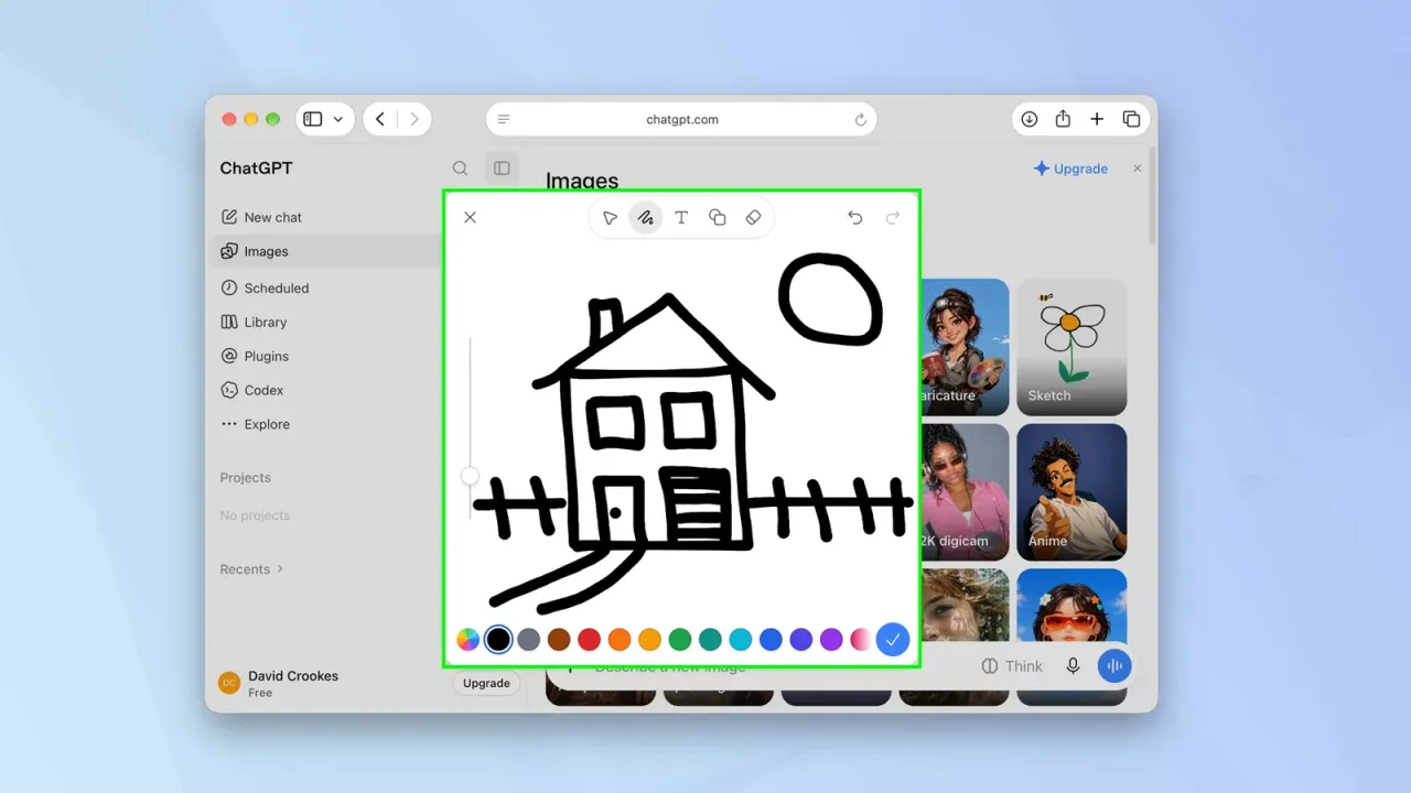 تبدیل نقاشی به عکس با ابزار Sketch در ChatGPT