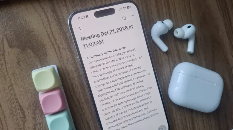 iPhone showing note summary of recorded audio