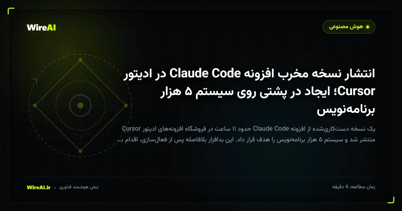 انتشار نسخه مخرب افزونه Claude Code در ادیتور Cursor؛ ایجاد در پشتی روی سیستم ۵ هزار برنامهنویس